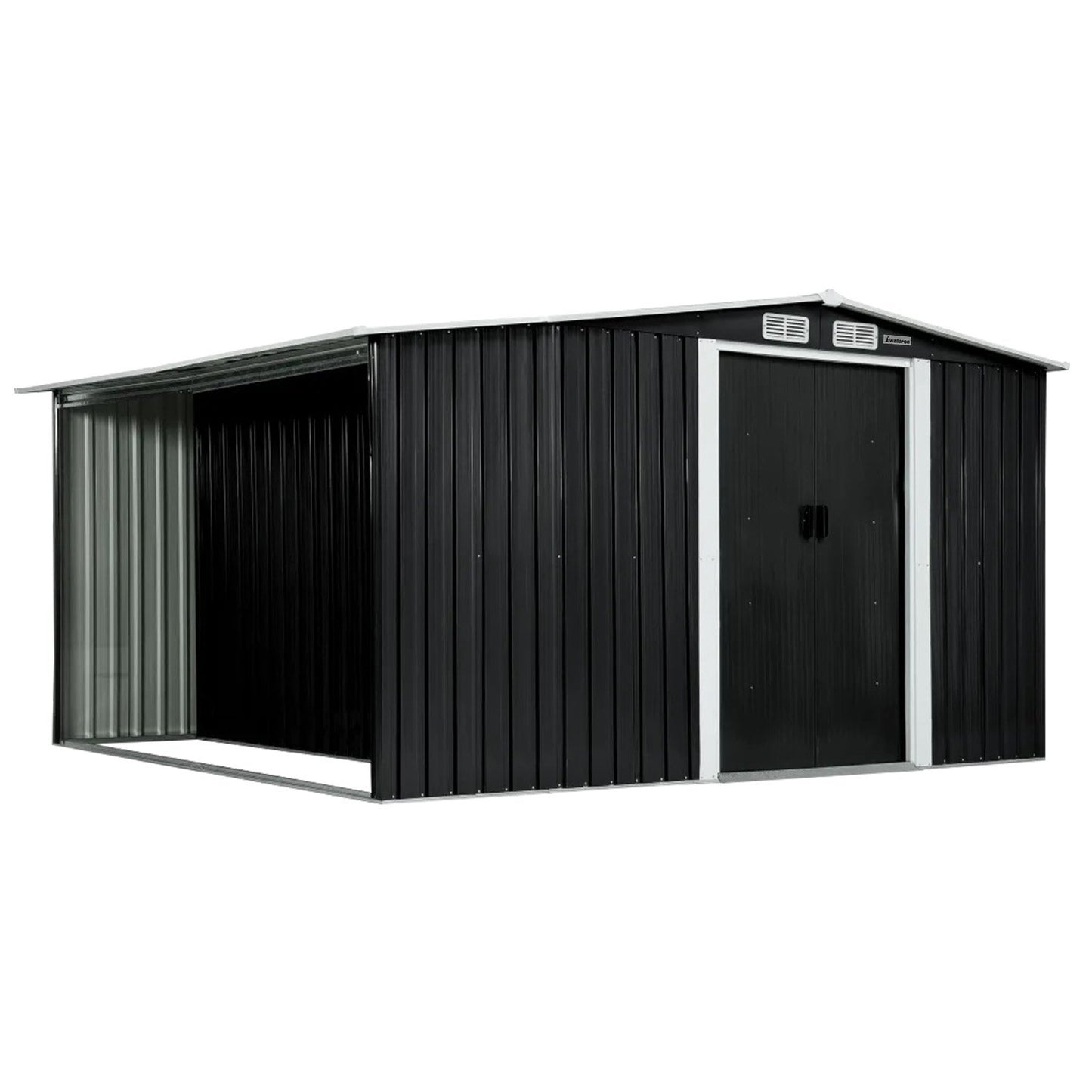 Wallaroo Garden Shed with Semi-Closed Storage 10*8FT - Black