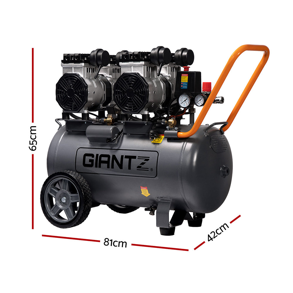 Compresor de aire portátil eléctrico silencioso sin aceite Giantz de 50 l y 3,0 HP