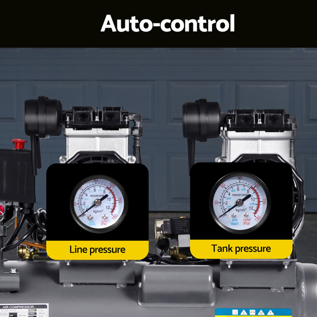 Compresor de aire portátil eléctrico silencioso sin aceite Giantz de 50 l y 3,0 HP