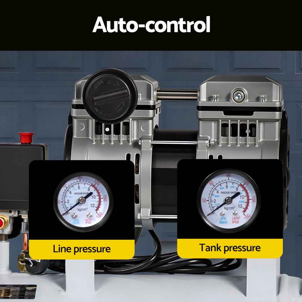 Giantz 24L Air Compressor Quiet 0.75HP Oil-Free Portable Tyre Inflator 40L/Min