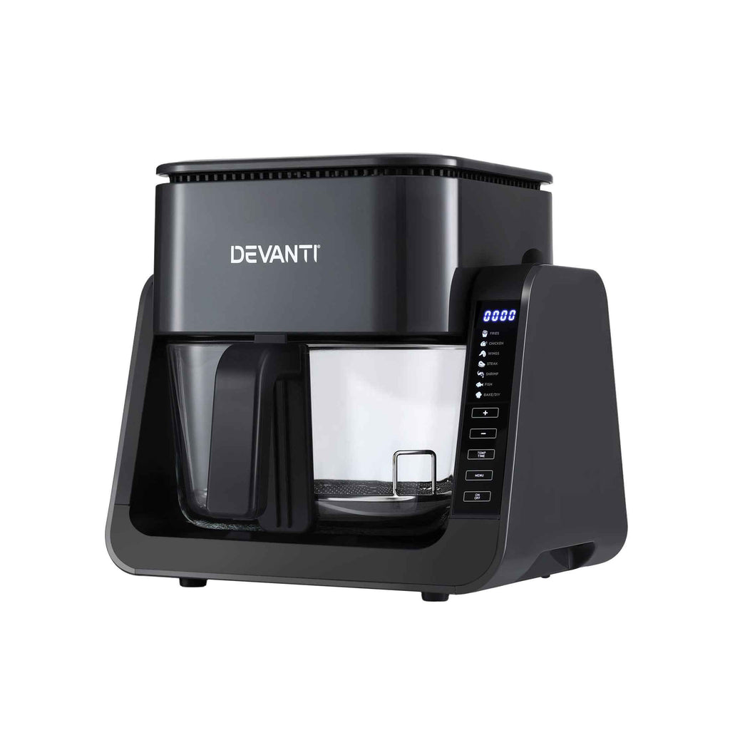 Devanti 2-IN-1 Air Fryer 5.5L Dual Zone Fryers Electric Cooker with Top BBQ Grill & Bot