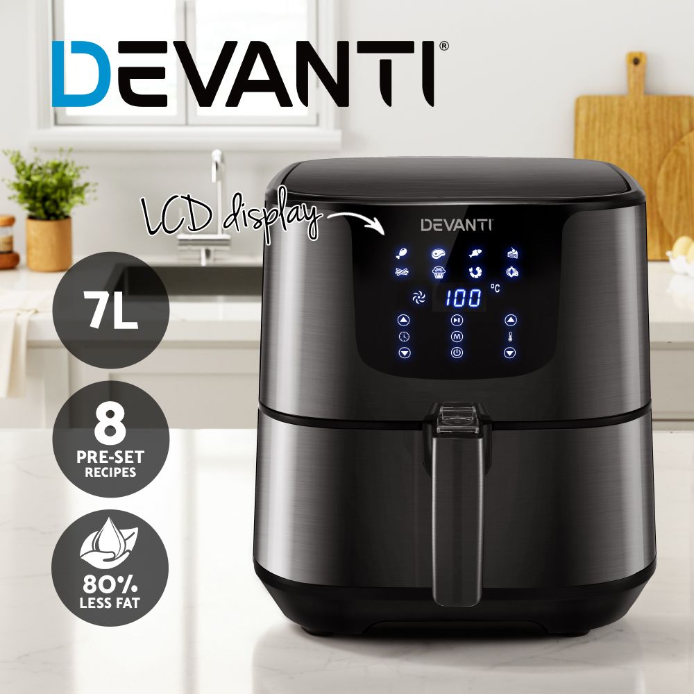 Freidora de aire Devanti 7L LCD Freidoras negras