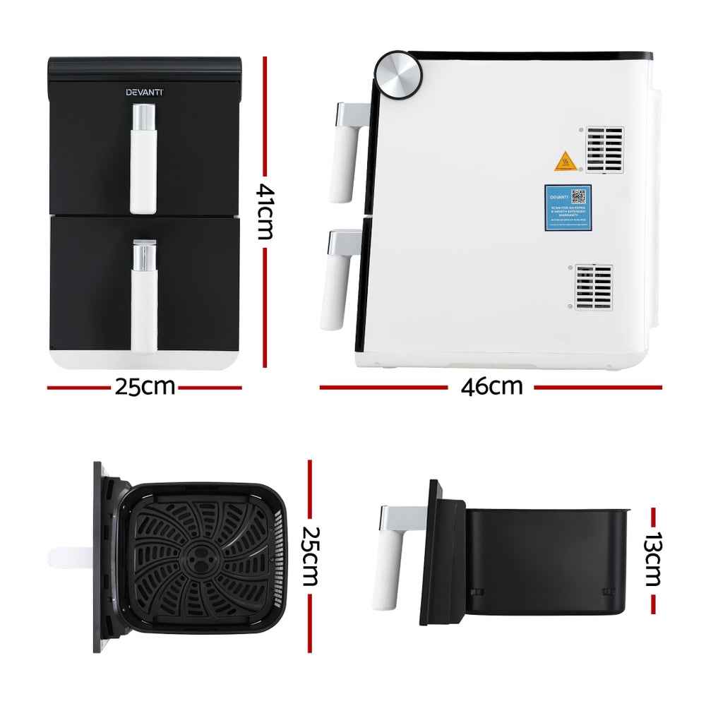 Devanti Air Fryer Oven 11L Dual Zone Fryers