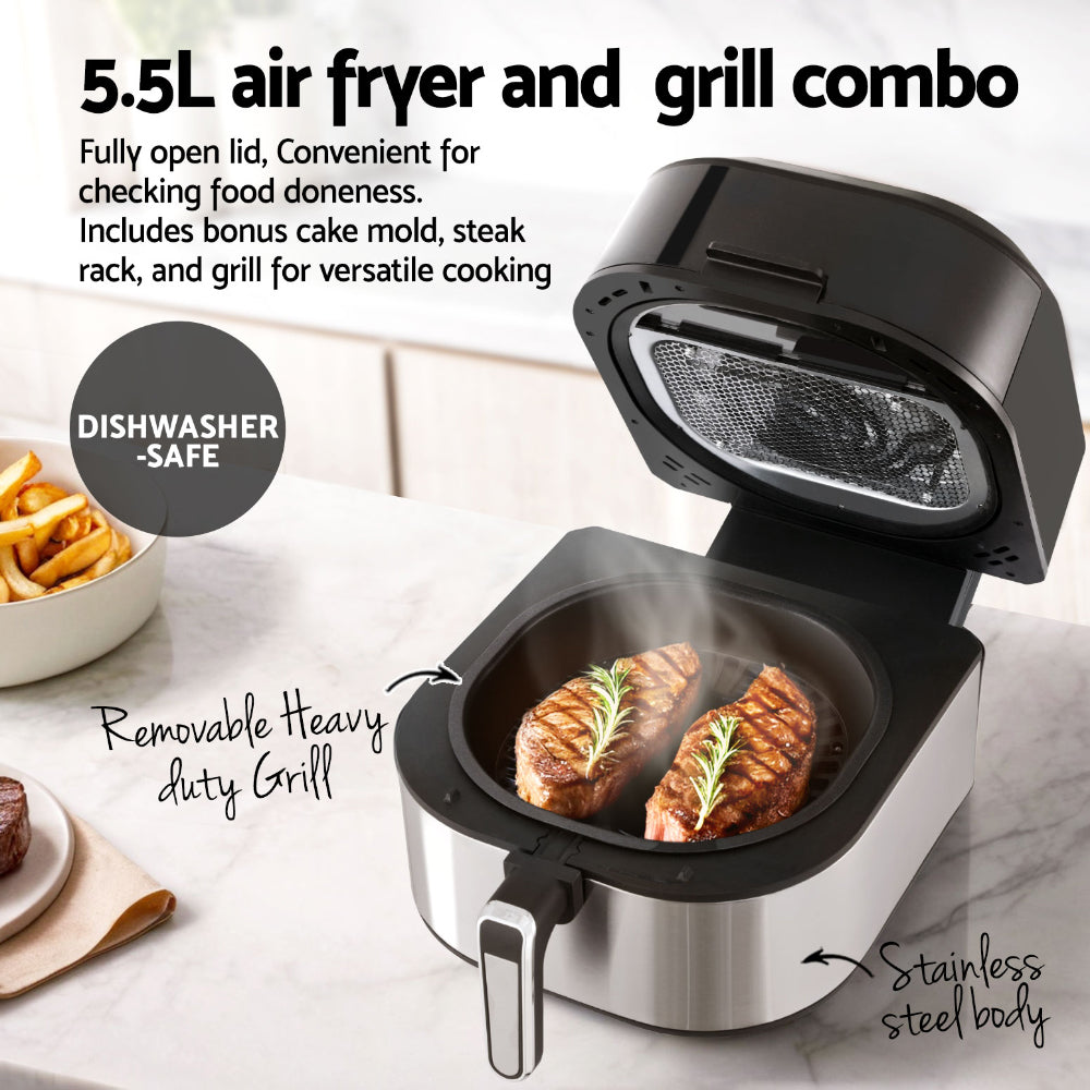 Devanti 5.5L Air Fryer & Grill LCD Fryers 1500W - YDS.com.au