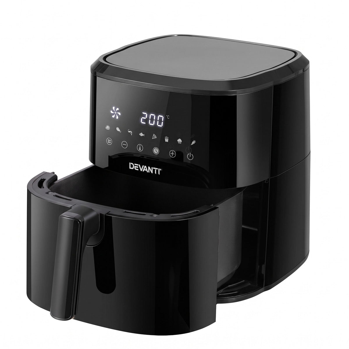 Devanti Air Fryer 6.5L 1700W Digital Touch 8 Presets Non-Stick Basket Black