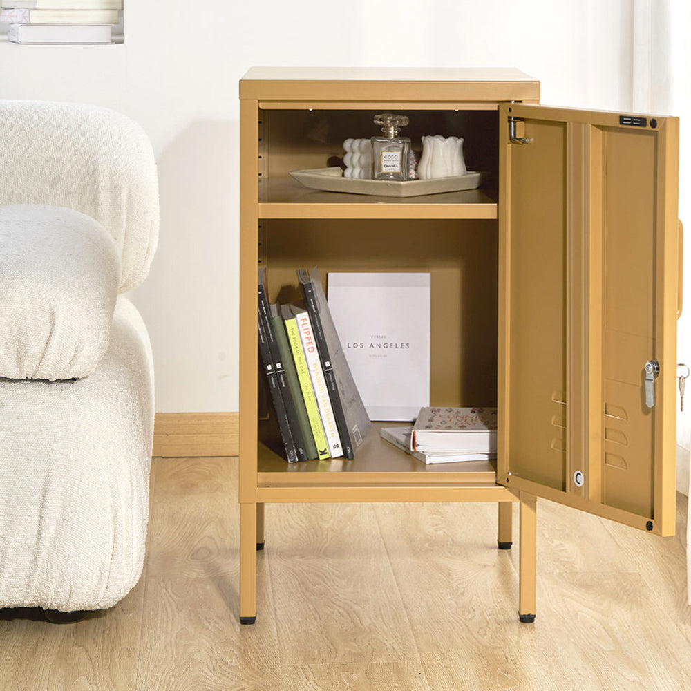 Artiss Bedside Table Metal Cabinet - Yellow