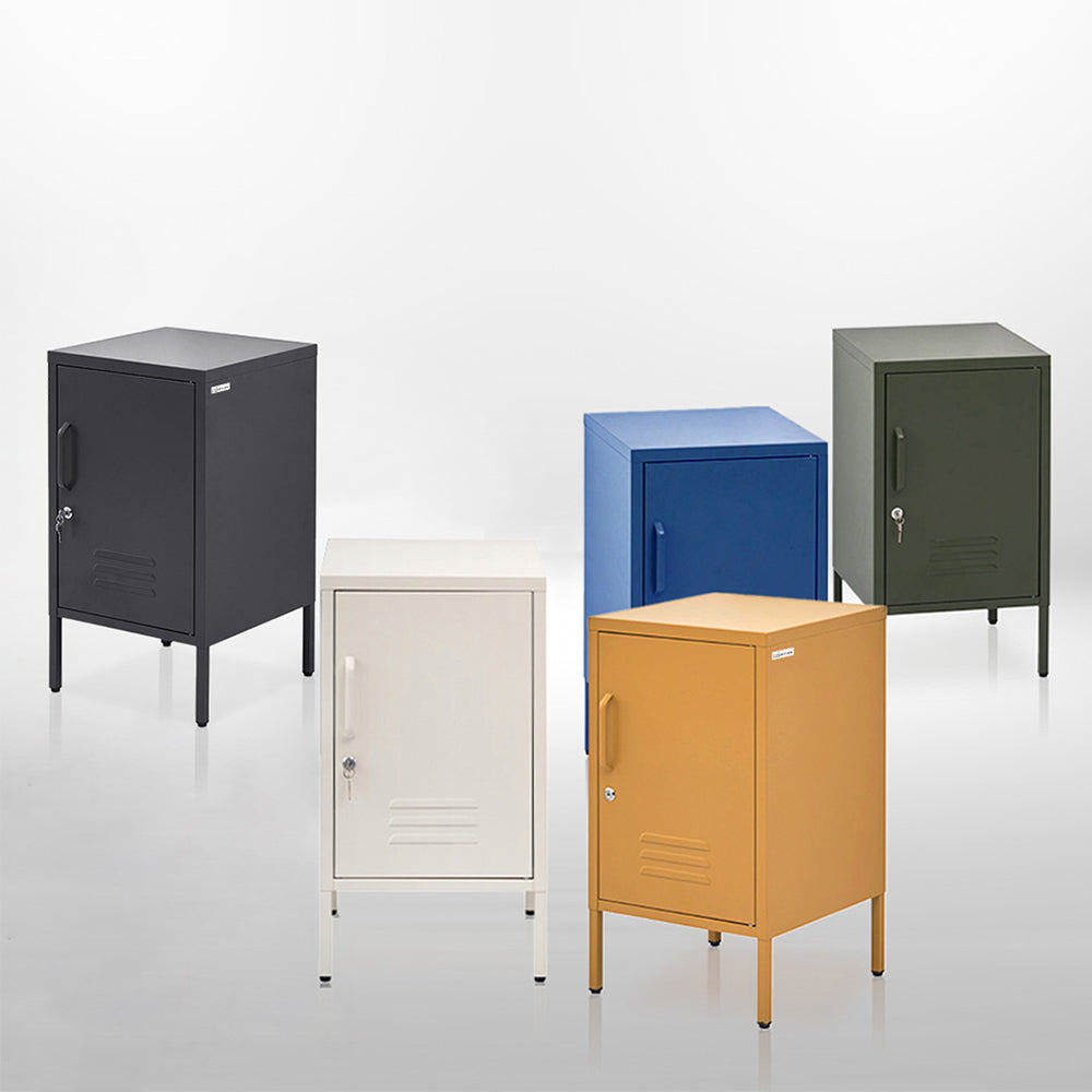 Artiss Bedside Table Metal Cabinet - Yellow