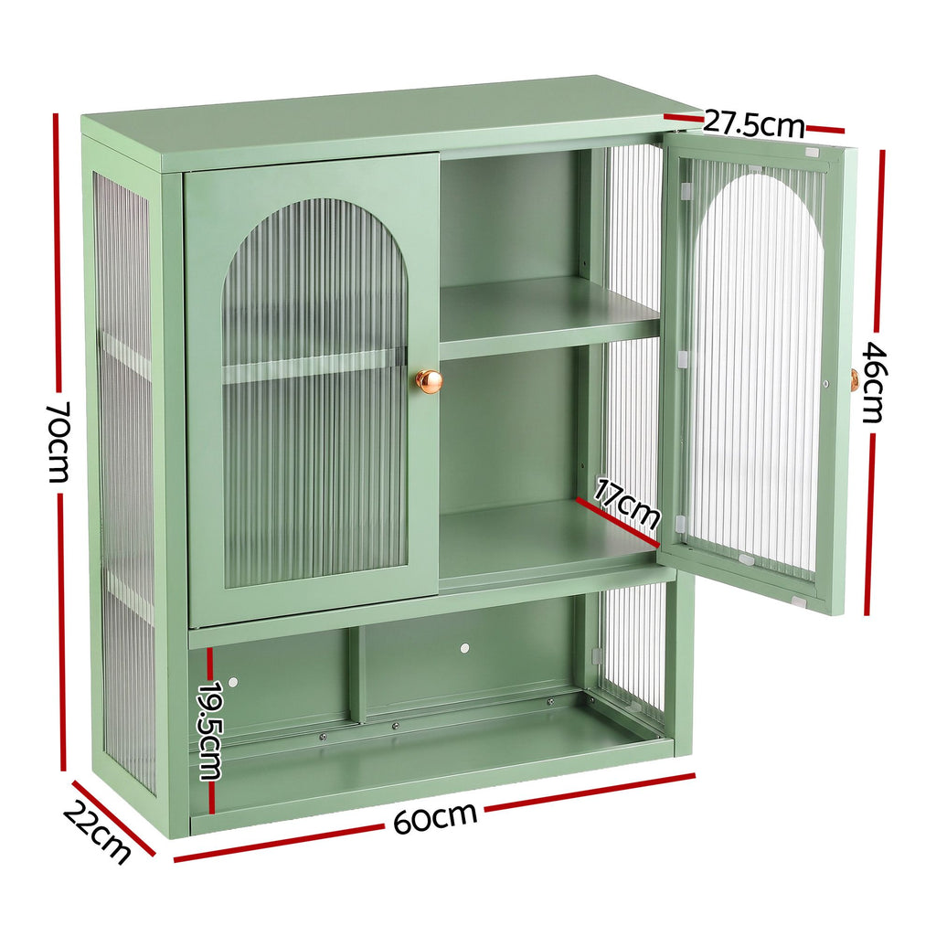 Artiss Buffet Cabinet Sideboards X2 Wall Mounted Fluted Display Storage Green