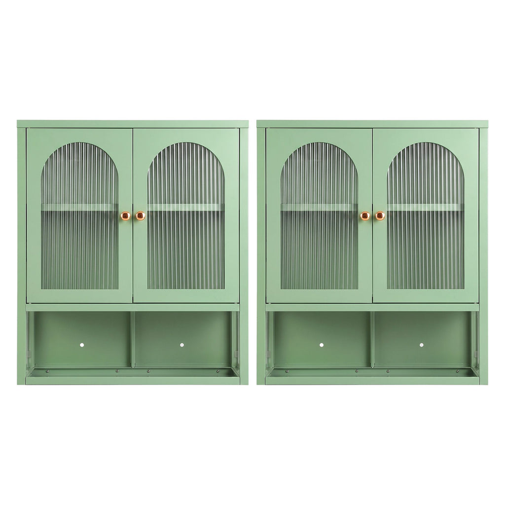 Artiss Buffet Cabinet Sideboards X2 Wall Mounted Fluted Display Storage Green