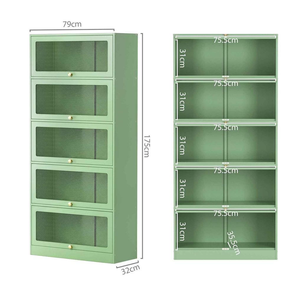 Artiss 2x Buffet Sideboard Cabinet Storage Cupboard Mesh Doors Metal ELIA Green