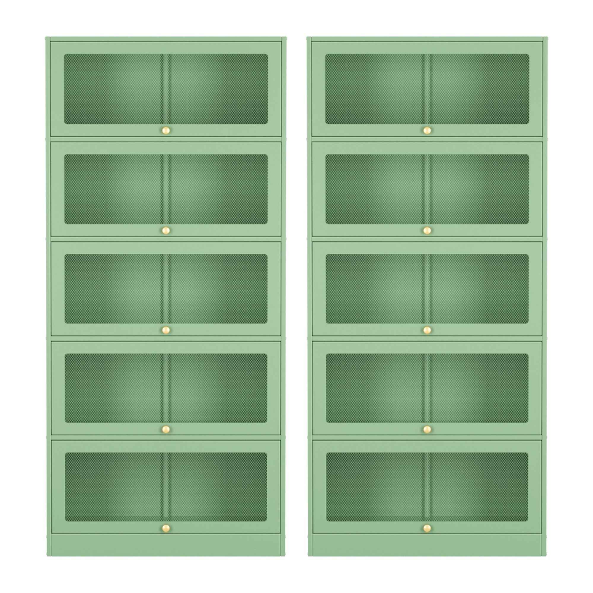 Artiss 2x Buffet Sideboard Cabinet Storage Cupboard Mesh Doors Metal ELIA Green
