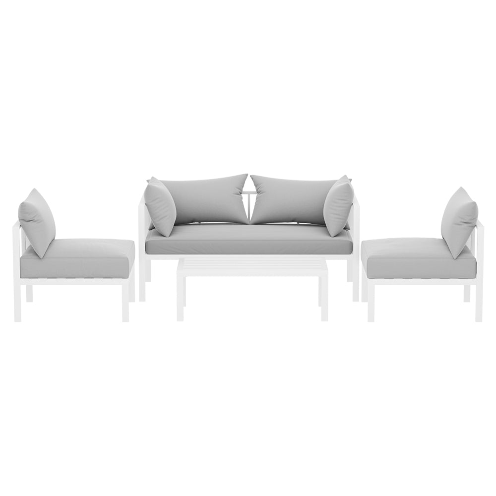 Conjunto de sofás de exterior de 4 plazas Gardeon, conjunto de salón de aluminio