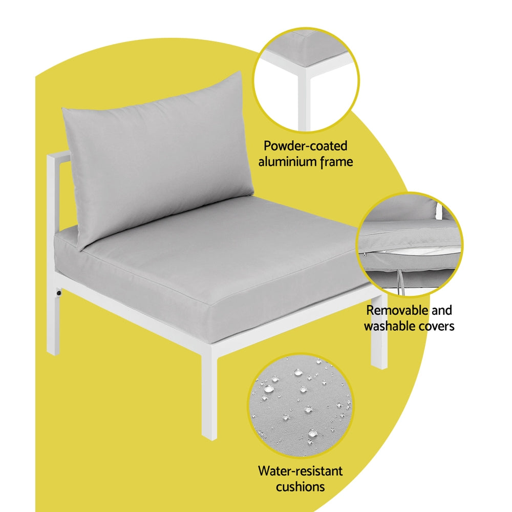 Conjunto de sofás de exterior de 4 plazas Gardeon, conjunto de salón de aluminio