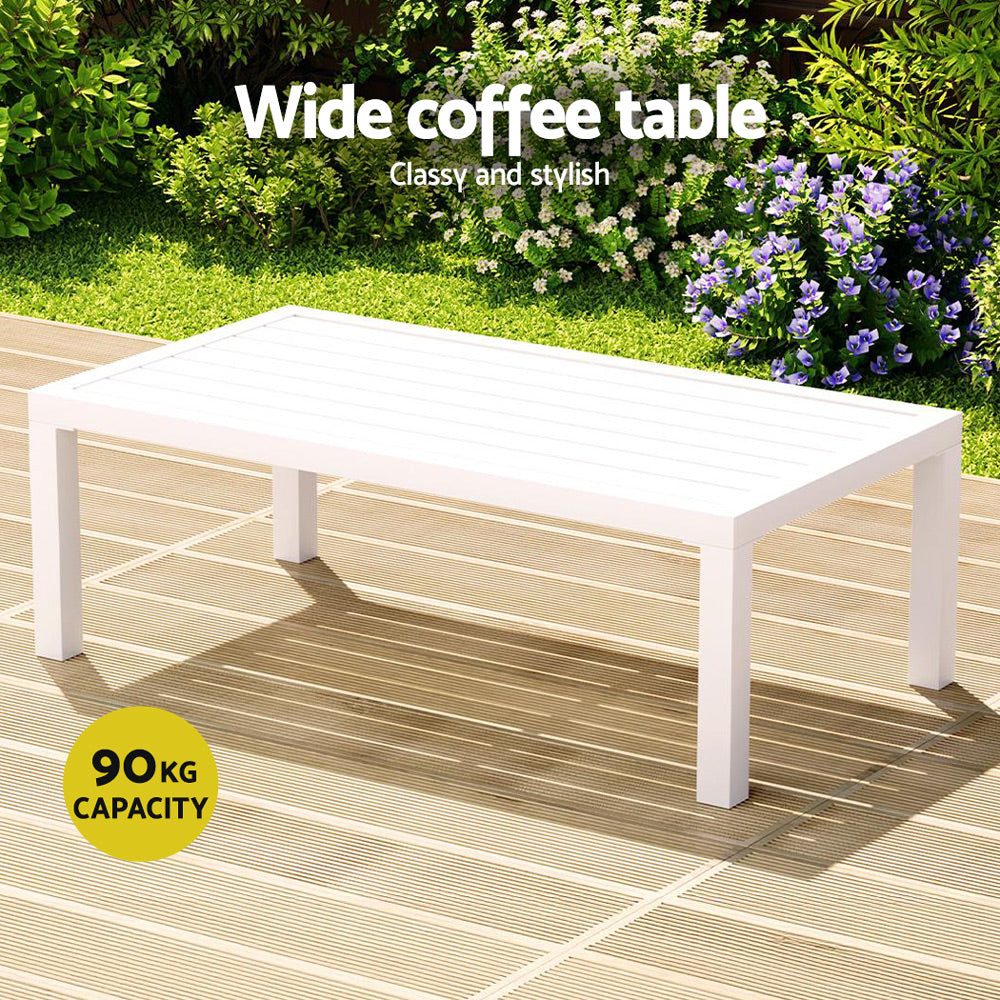 Conjunto de sofás de exterior de 4 plazas Gardeon, conjunto de salón de aluminio