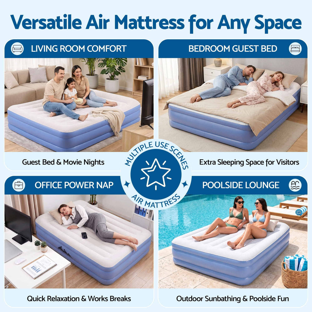 Weisshorn Queen Air Mattress with Rechargeable Cordless Pump 41cm