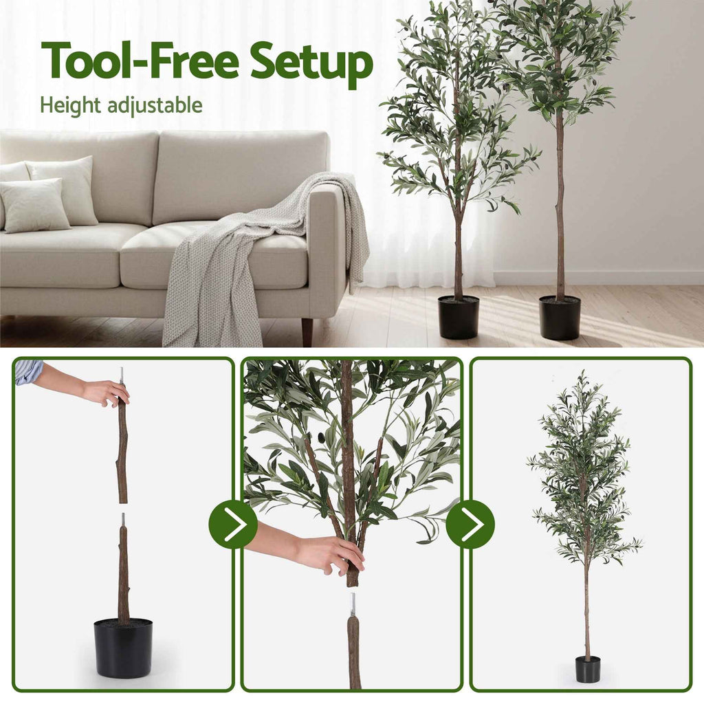 Artiss 210cm Artificial Olive Tree Faux Trees Indoor Decor Artificial Plants Lifelike Plant 2.1M