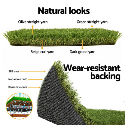 Primeturf Artificial Grass 45mm 1mx10m Synthetic Fake Lawn Turf Plastic Plant 4-coloured