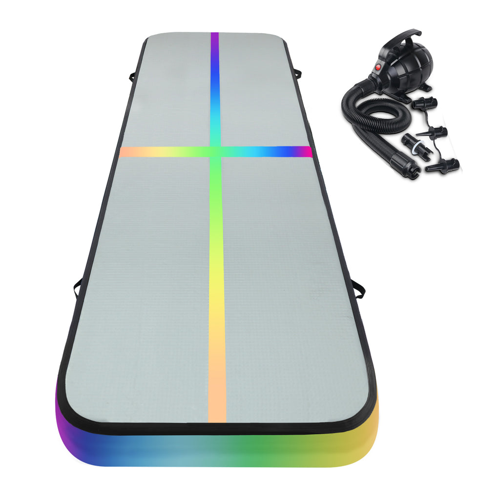 Colchoneta inflable para ejercicios de gimnasia con pista de aire Everfit 4M, 20 cm de grosor y bomba