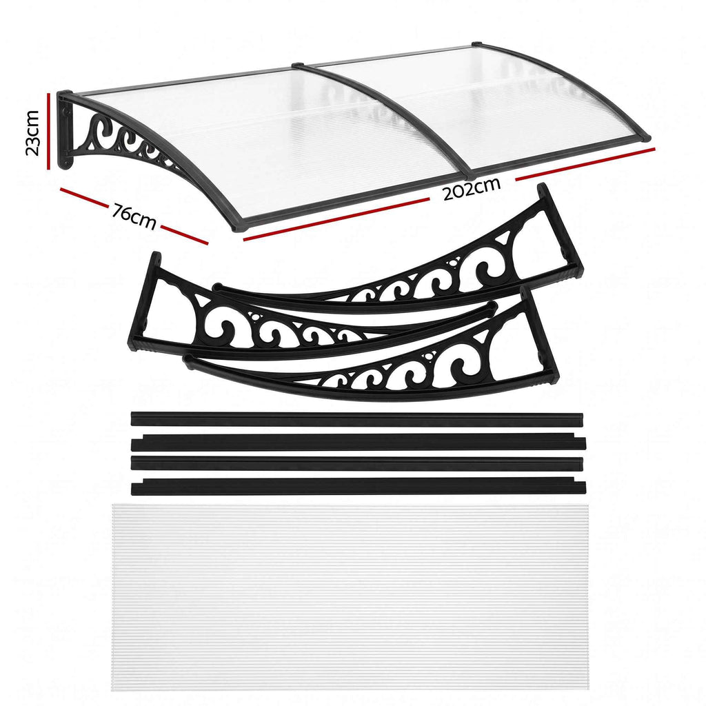 Instahut Window Door Awning 0.8mx2m Transparent