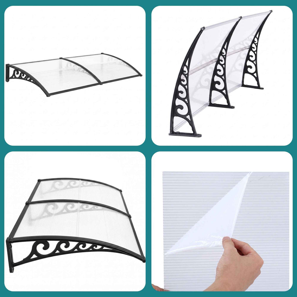 Instahut Window Door Awning 0.8mx2m Transparent