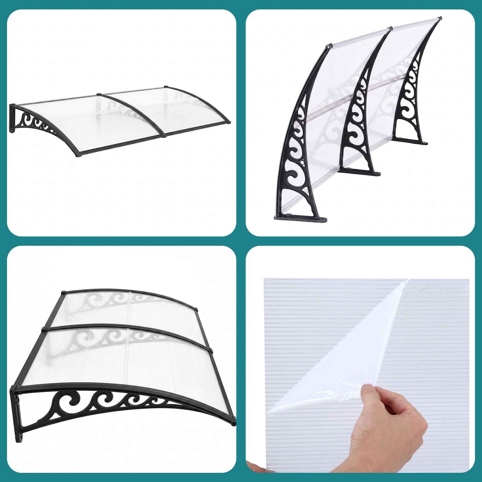 Instahut Window Door Awning 0.8mx2m Transparent