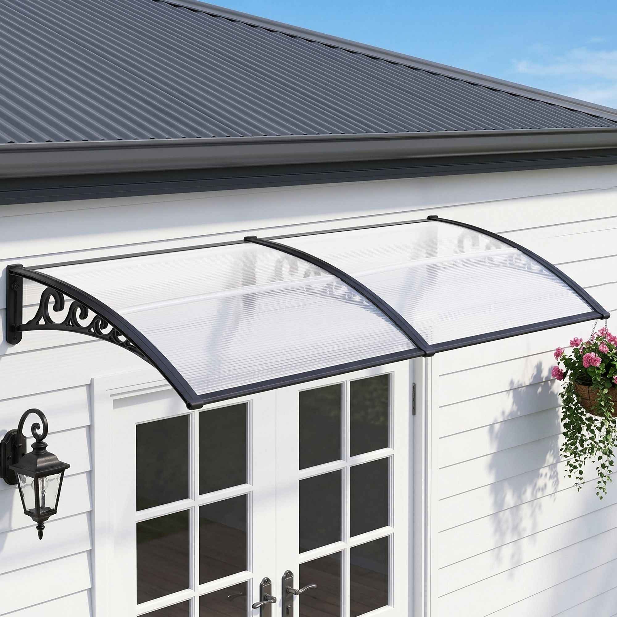 Instahut Window Door Awning 0.8mx2m Transparent