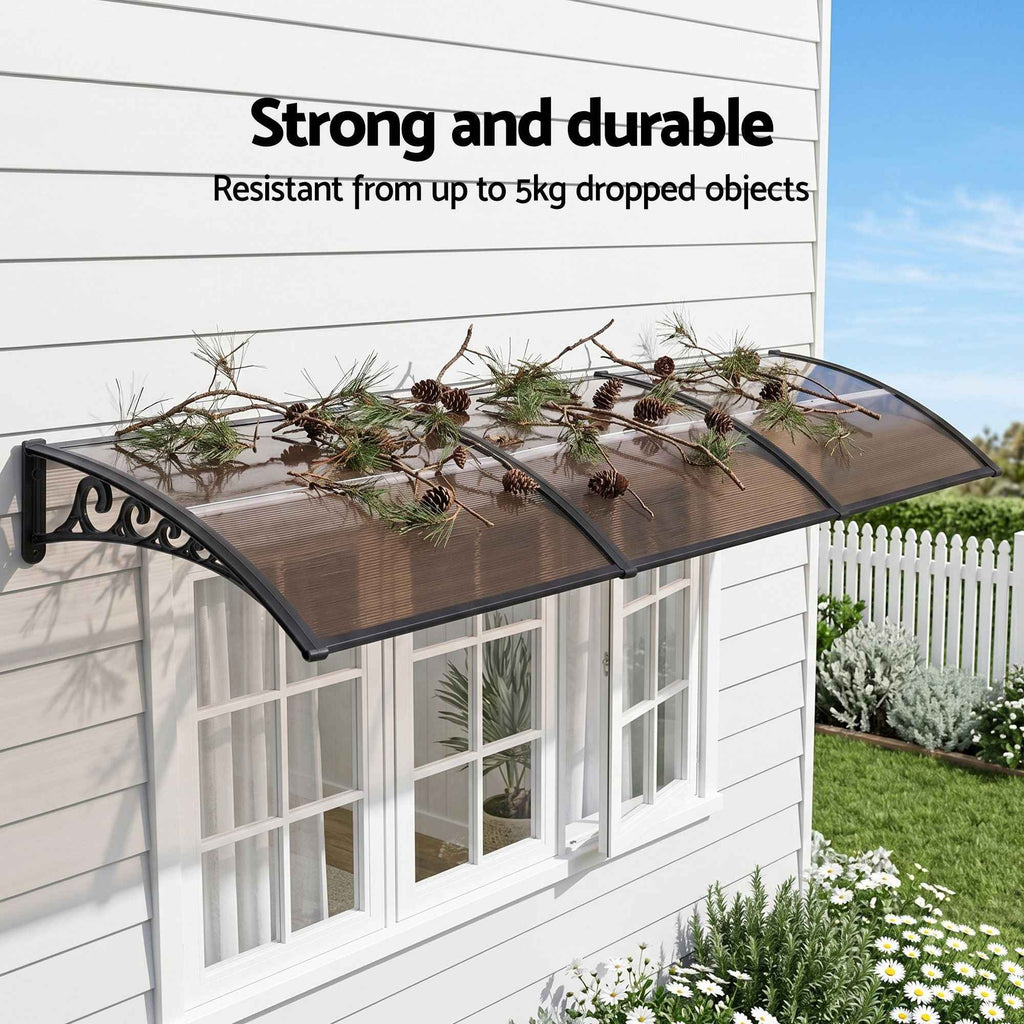 Instahut Window Door Awning 0.8mx3m Brown