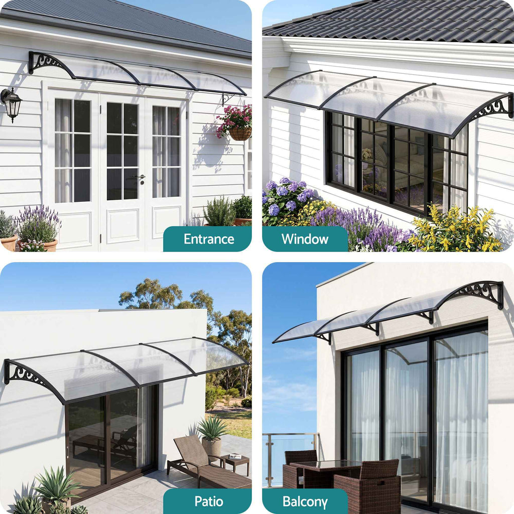 Instahut Window Door Awning 0.8mx3m Transparent