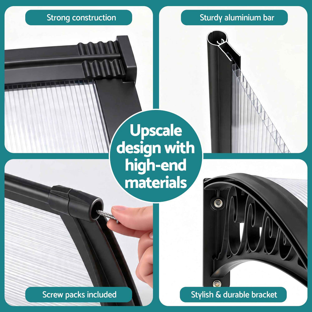 Instahut Window Door Awning 0.8mx3m Transparent