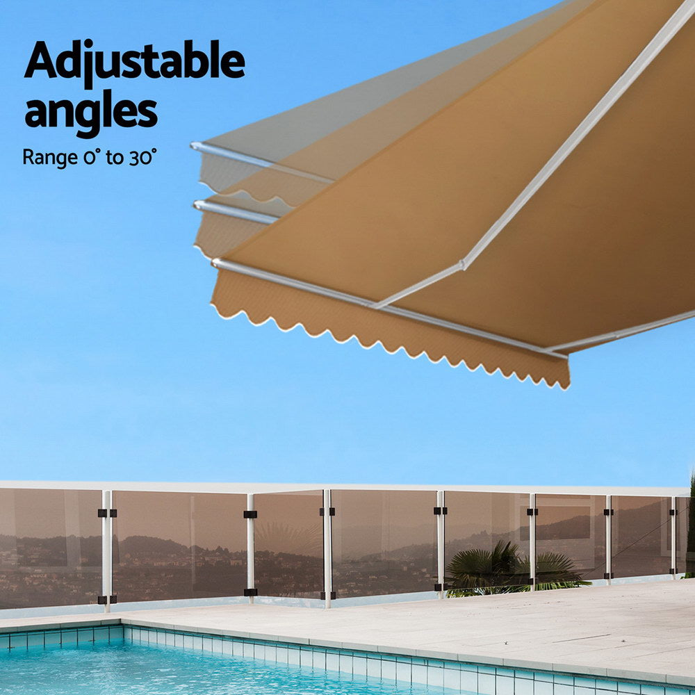 Instahut Retractable Folding Arm Awning Motorised Remoter Sunshade 2.5Mx2M Beige