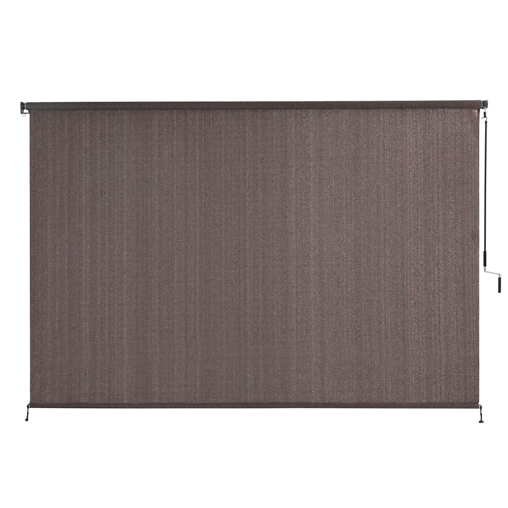 Instahut 3X2.5M Outdoor Blinds Awning Roll Down Retractable Knit Fabric Outdoor Blinds Window Shade Brown