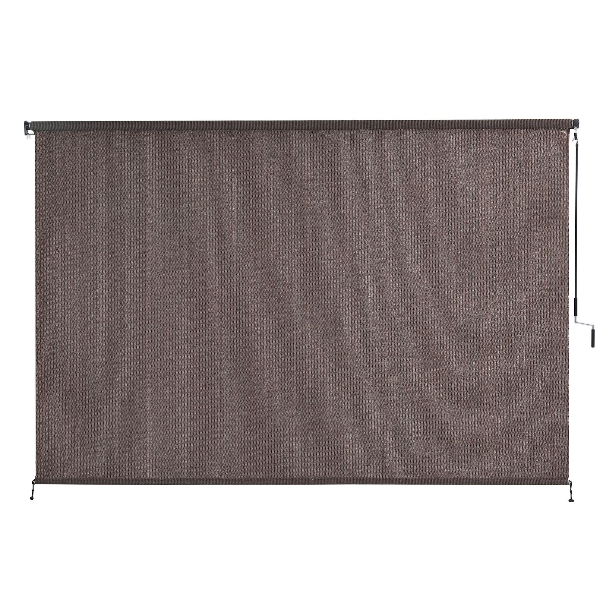 Instahut 3X2.5M Outdoor Blinds Awning Roll Down Retractable Knit Fabric Outdoor Blinds Window Shade Brown