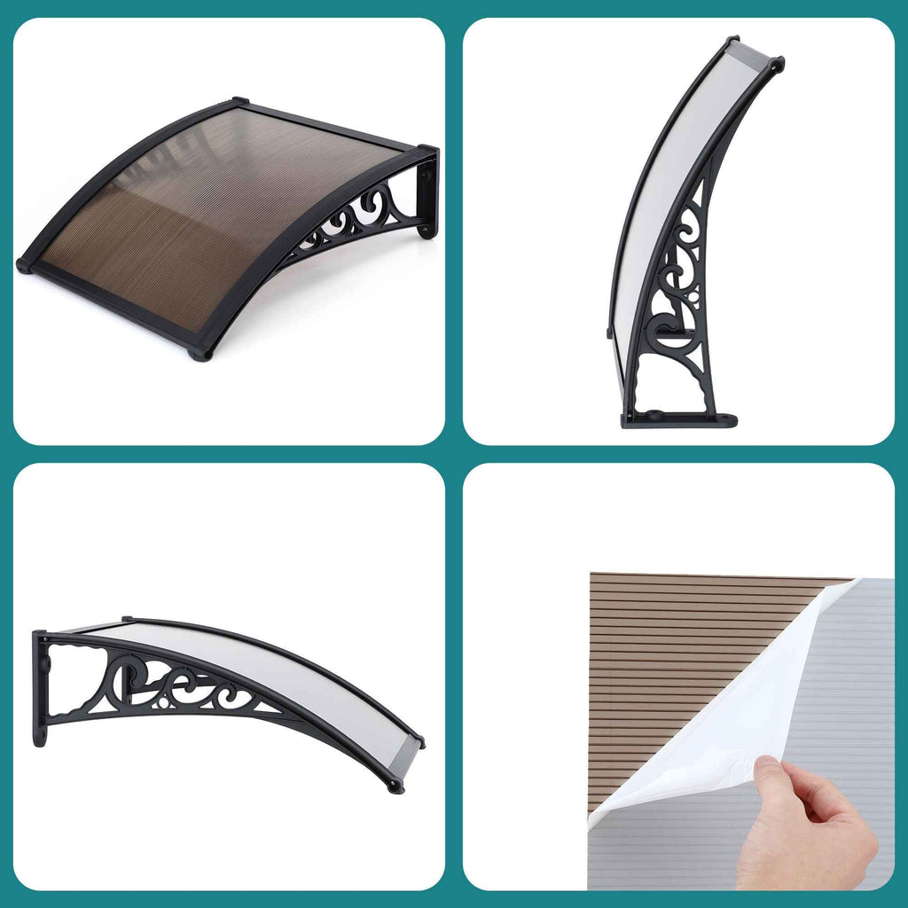 Instahut Window Awning Drainage 0.6mx0.6m Outdoor Brown