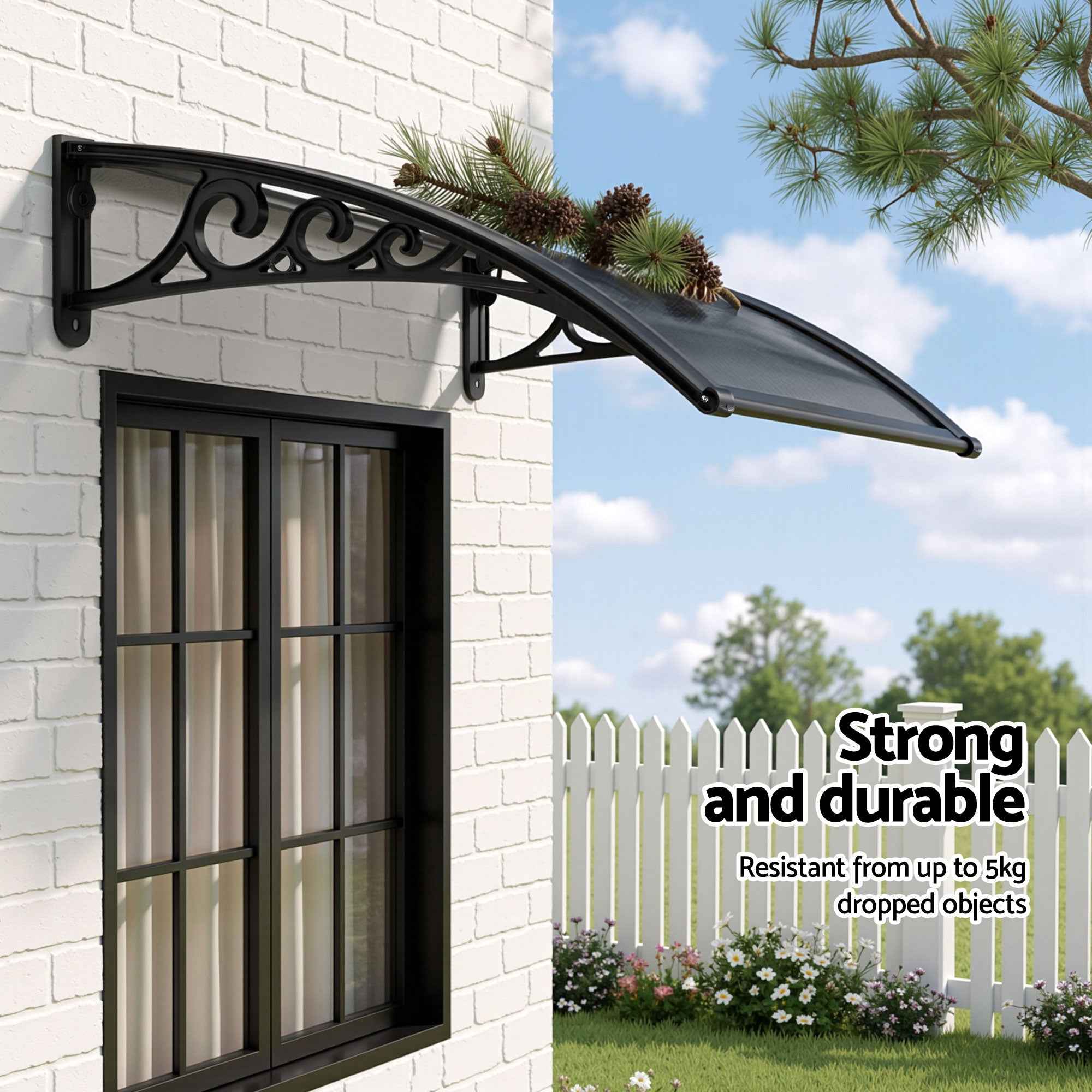 Instahut Window Awning Drainage 0.6mx0.6m Outdoor Grey
