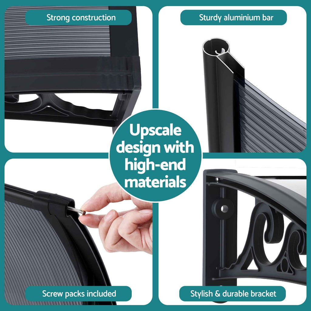 Instahut Window Awning Drainage 0.6mx0.6m Outdoor Grey