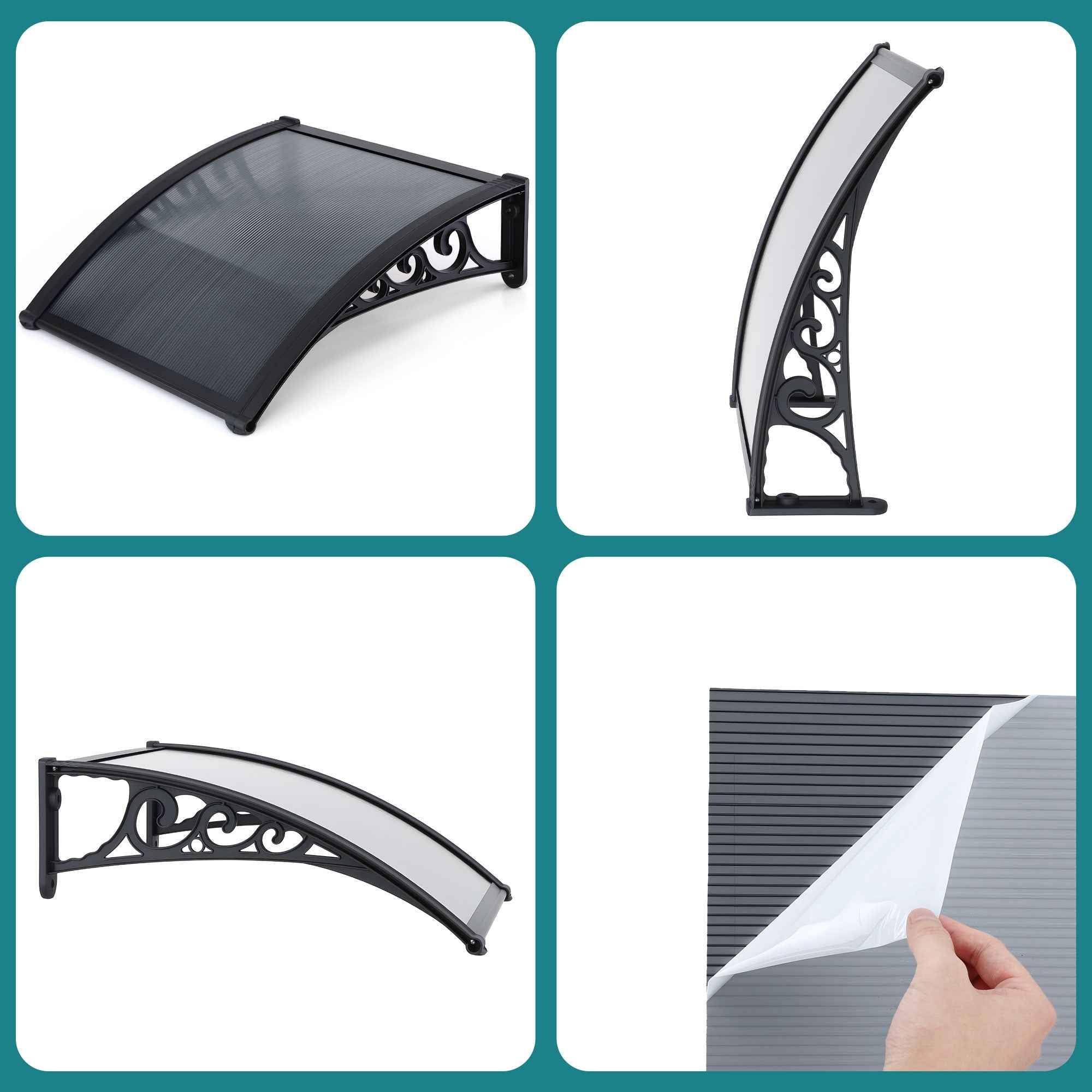 Instahut Window Awning Drainage 0.6mx0.6m Outdoor Grey