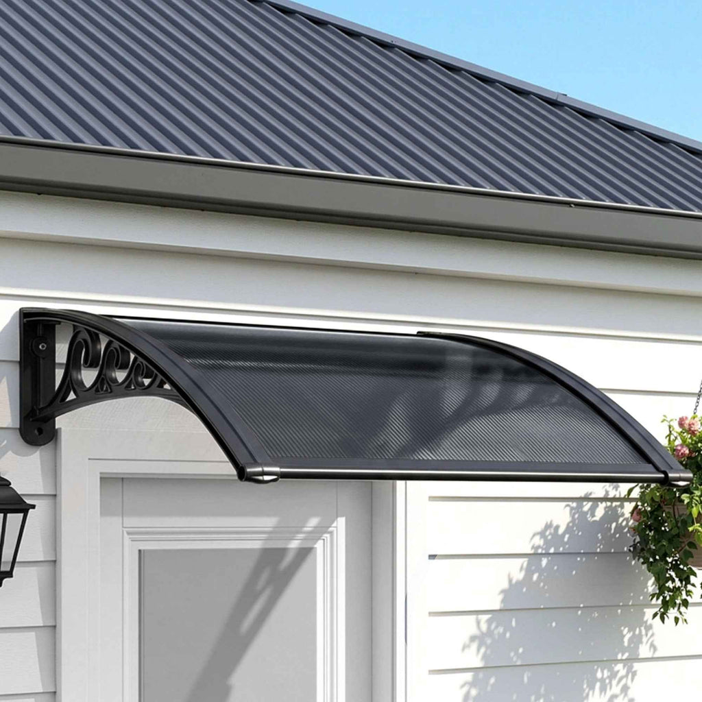 Instahut Window Awning Drainage 0.6mx0.6m Outdoor Grey
