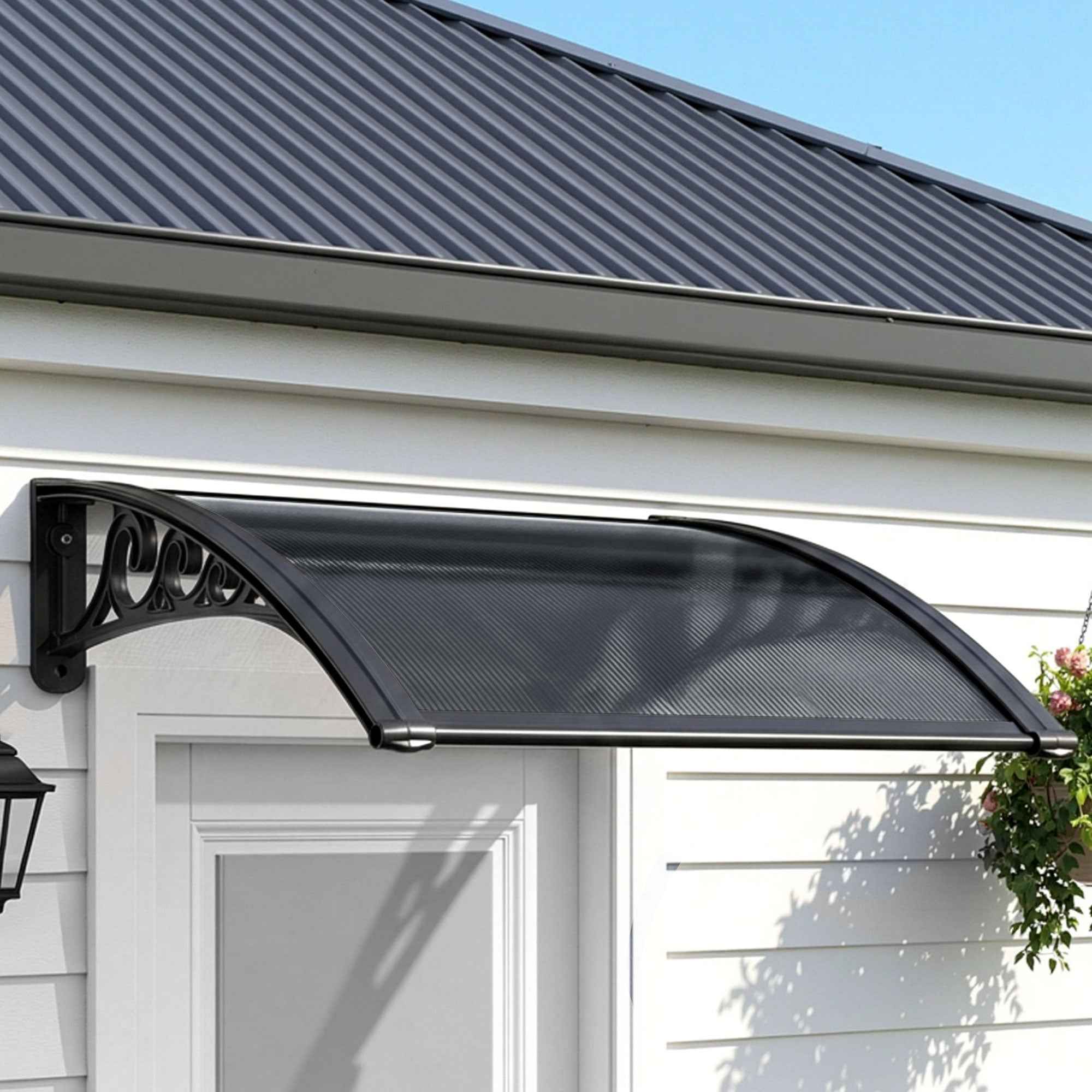 Instahut Window Awning Drainage 0.6mx0.6m Outdoor Grey