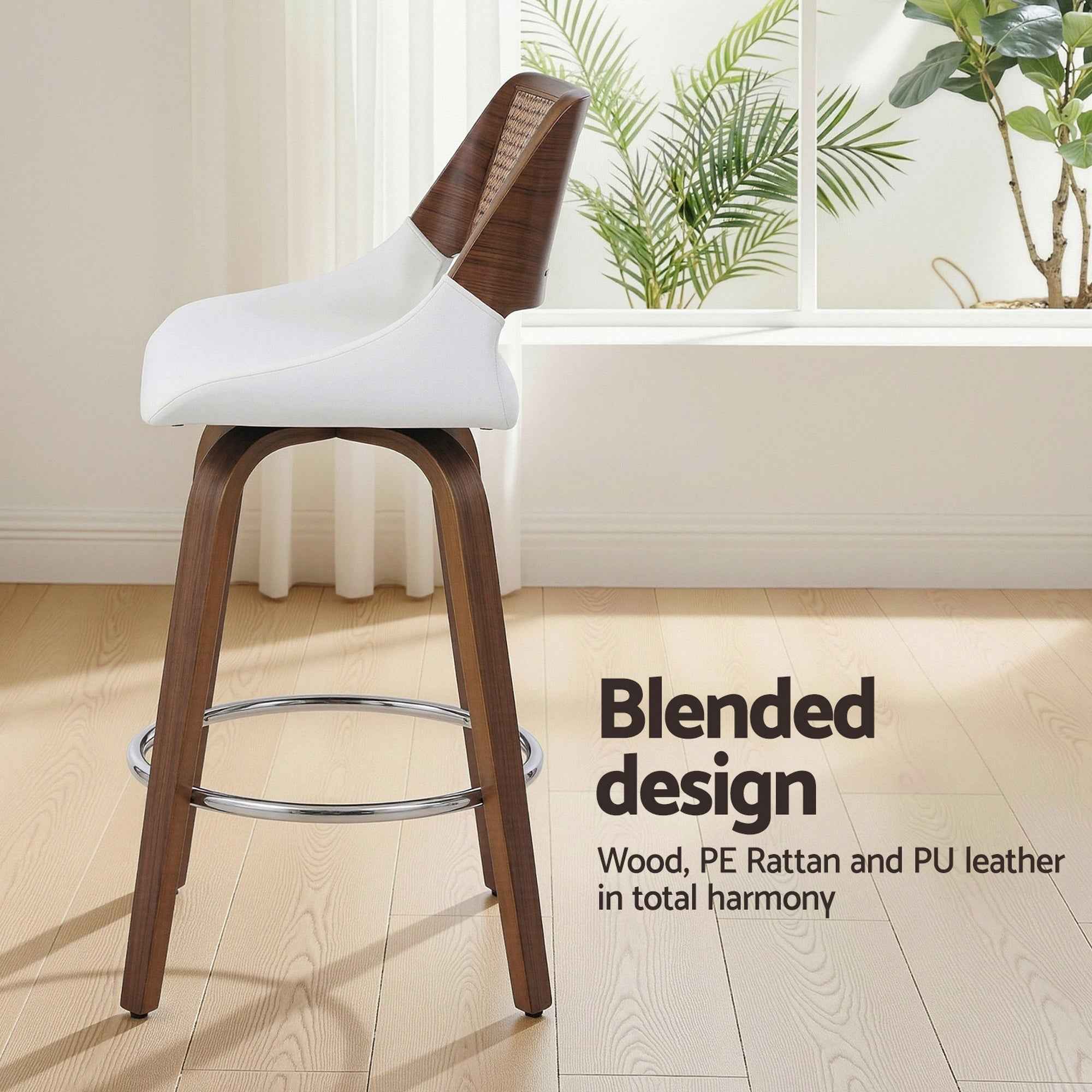 Artiss Wooden Bar Stools Set of 4 Swivel Kitchen Counter Stool Chair 60cm Seat Height