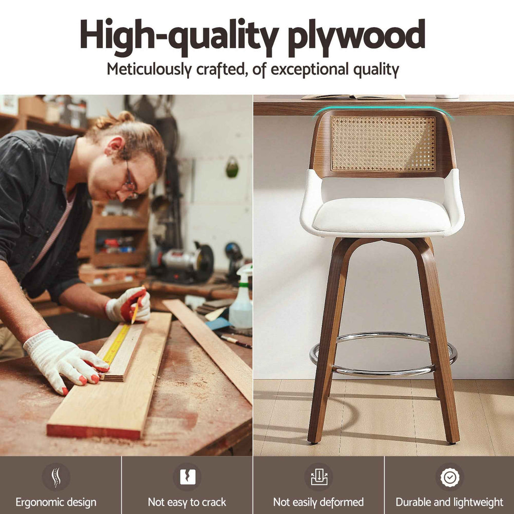 Artiss Wooden Bar Stools Set of 4 Swivel Kitchen Counter Stool Chair 60cm Seat Height