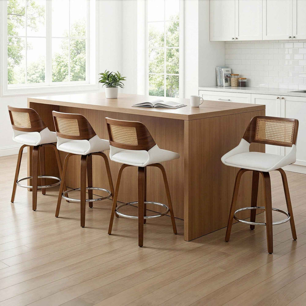 Artiss Wooden Bar Stools Set of 4 Swivel Kitchen Counter Stool Chair 60cm Seat Height