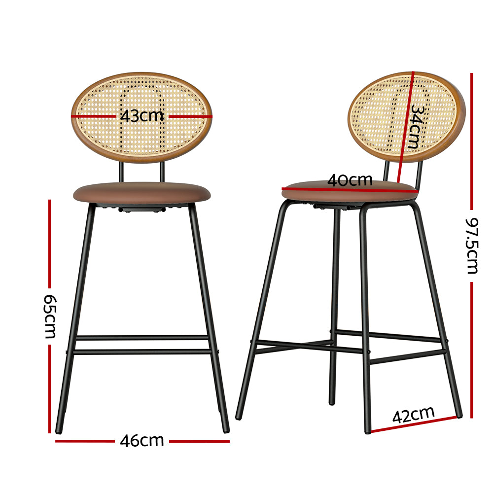 Artiss 2x Bar Stools PU Leather Stools Brown - YDS.com.au