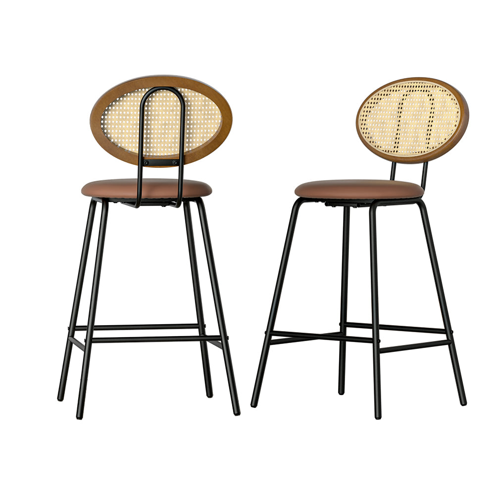 Artiss 2x Bar Stools PU Leather Stools Brown - YDS.com.au