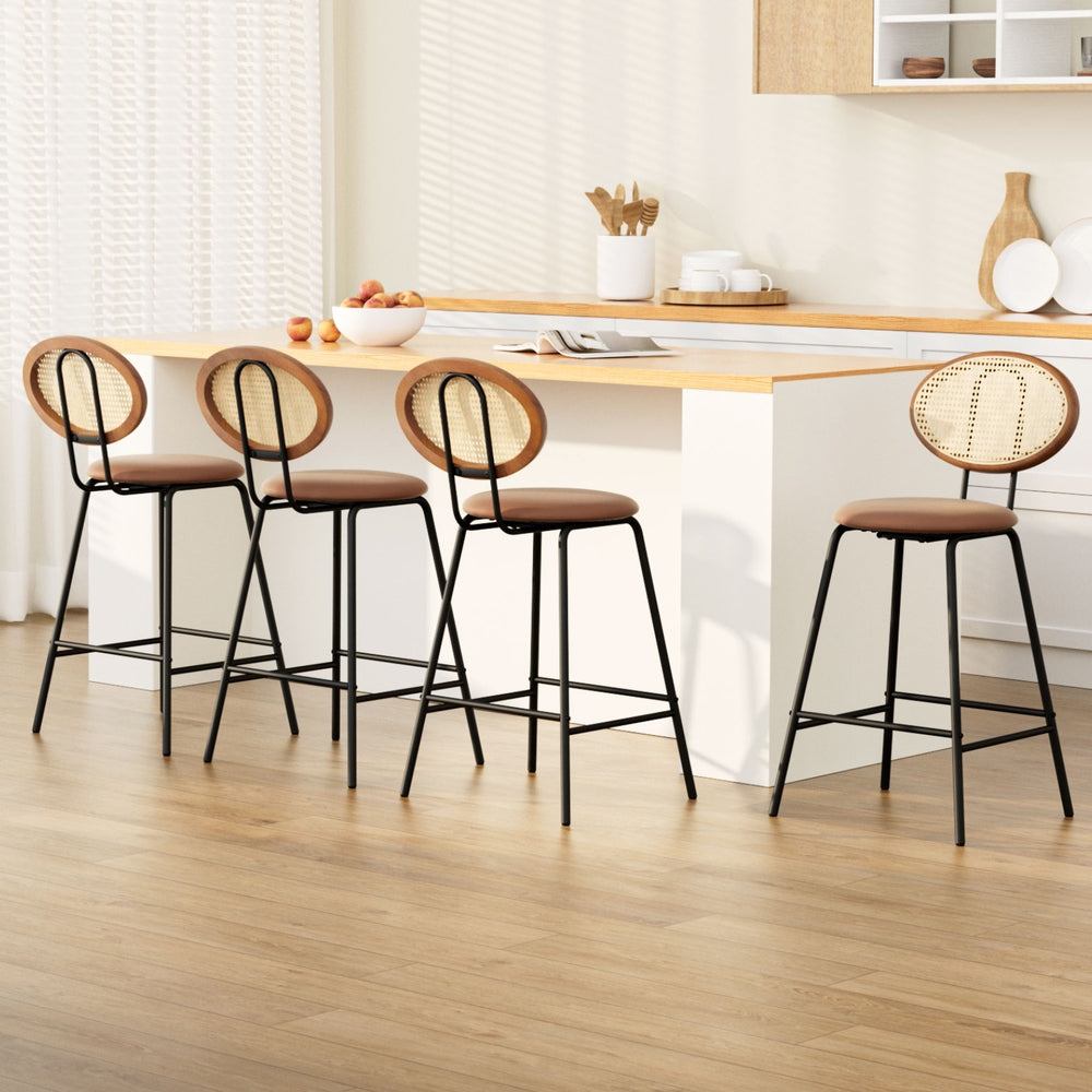 Artiss 4x Bar Stools PU Leather Stools Brown - YDS.com.au
