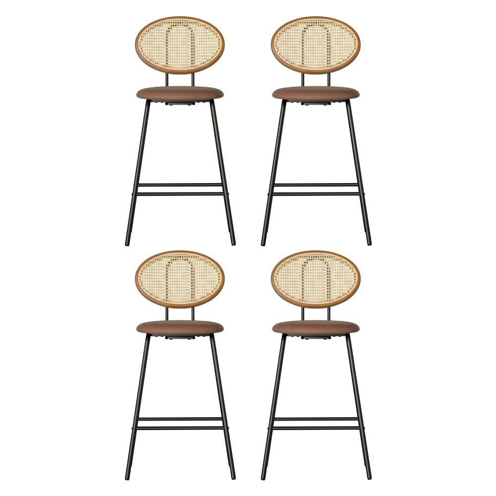 Artiss 4x Bar Stools PU Leather Stools Brown - YDS.com.au