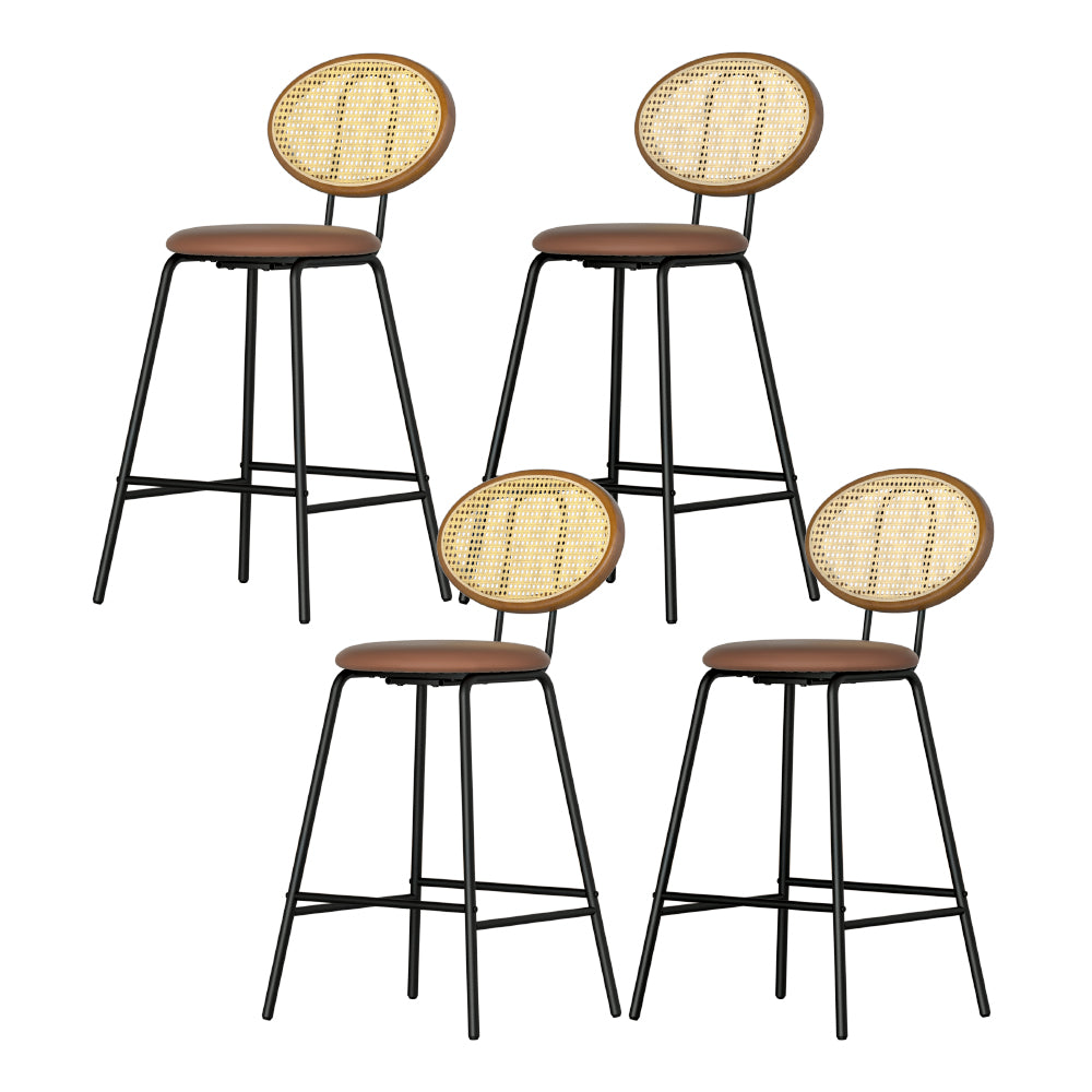 Artiss 4x Bar Stools PU Leather Stools Brown - YDS.com.au