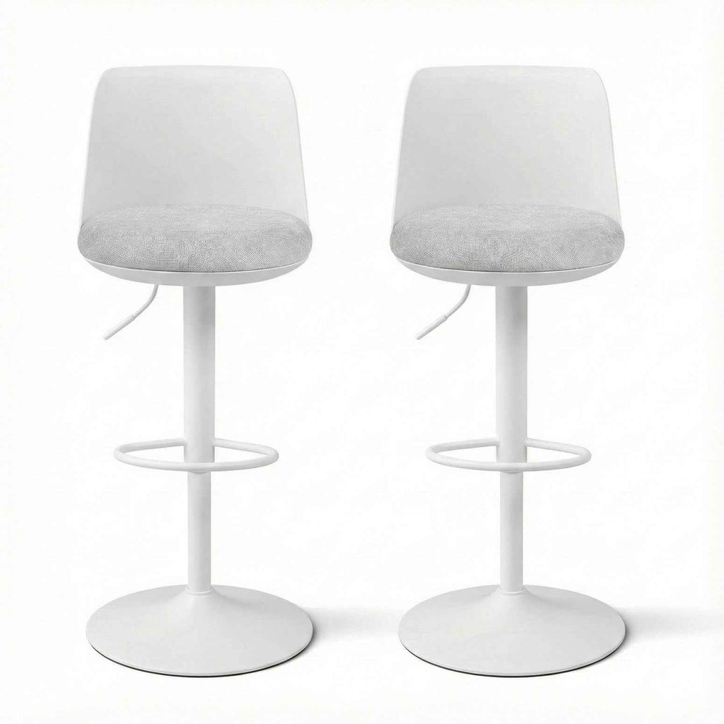 Artiss 2x Bar Stools Kitchen Swivel Gas Lift Counter Dining Chair Curved White