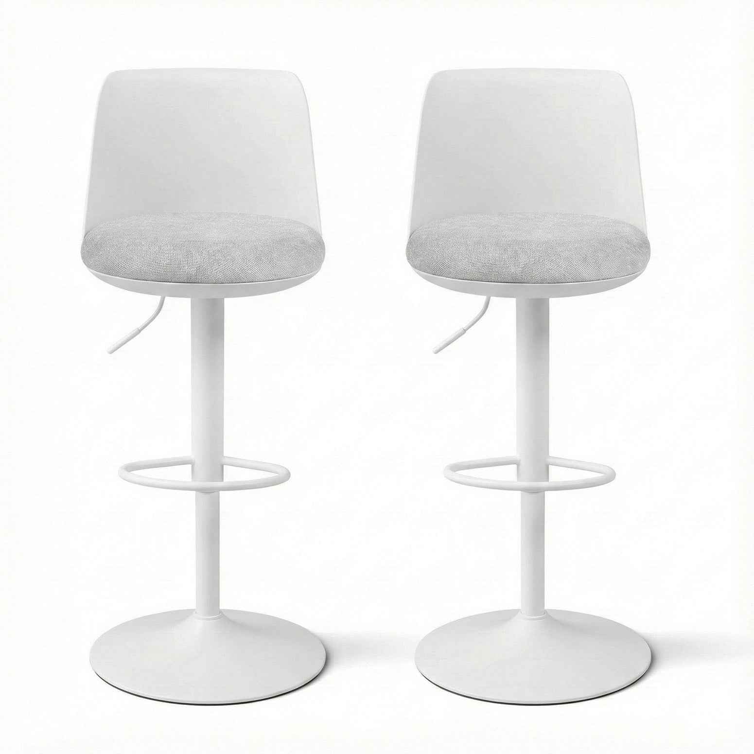 Artiss 2x Bar Stools Kitchen Swivel Gas Lift Counter Dining Chair Curved White