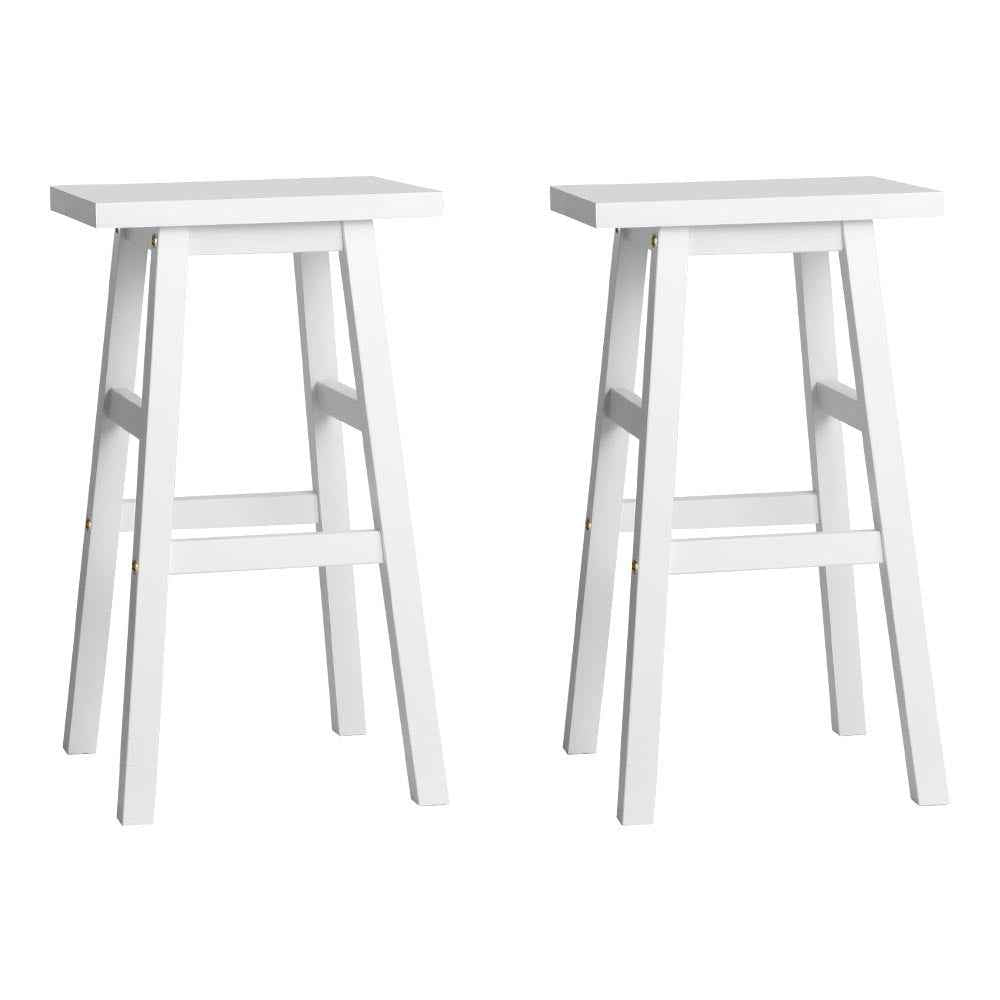 Artiss Bar Stools Kitchen Counter Stools Wooden Chairs White x2