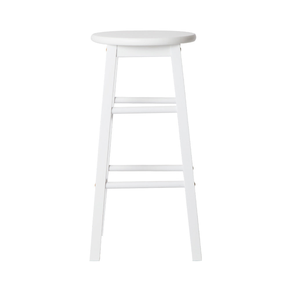 Artiss 2x Bar Stools Round Chairs Wooden White - YDS.com.au
